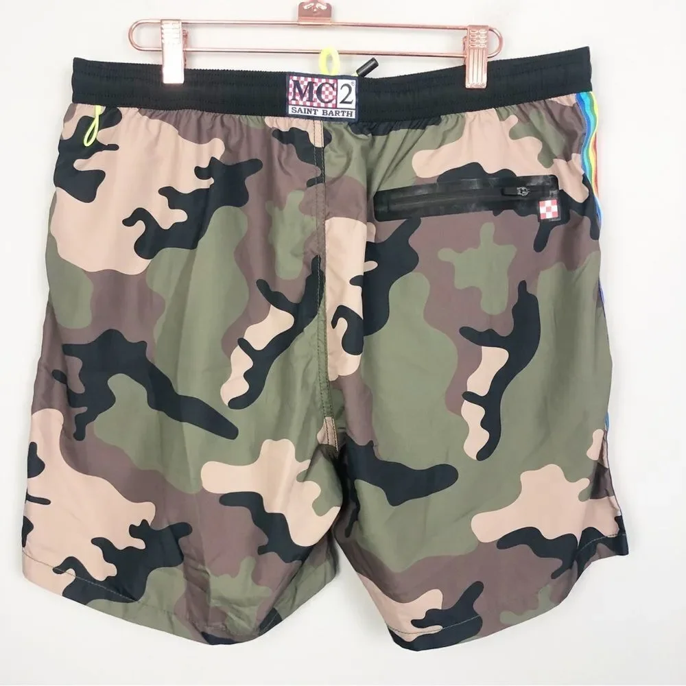 MC2 SAINT BARTH | Men’s Classic Camo Swim Shorts Side Stripe Size X-Large
